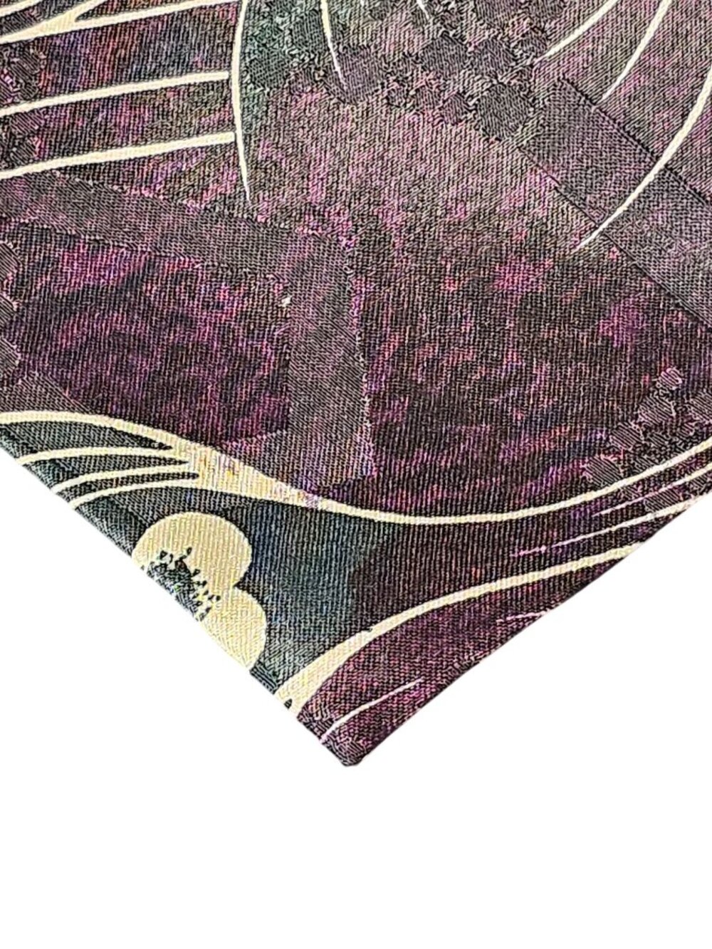 Vintage Bossanoba Silk Tie With Purple & Cream Abstract Floral and Heart Design - Picture 9 of 10